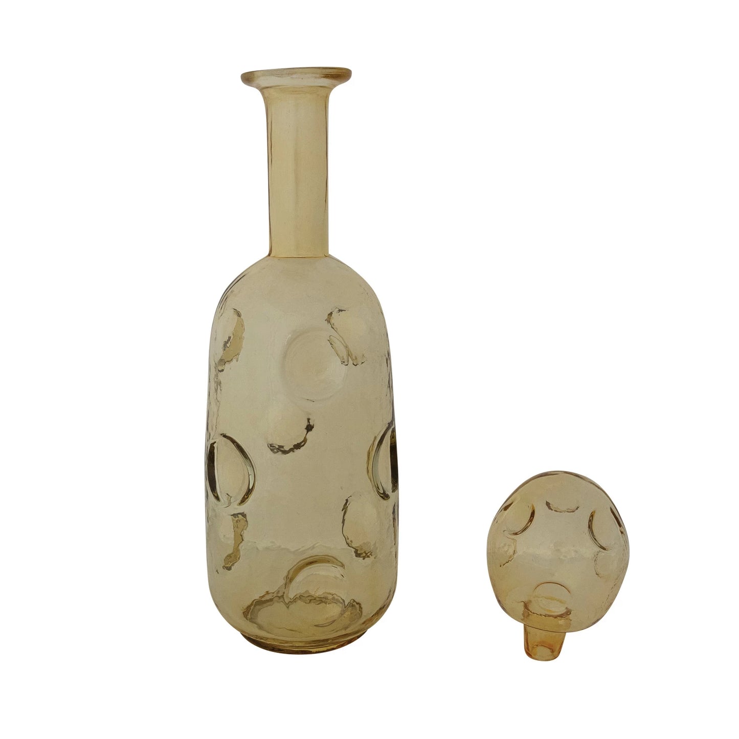 1-3/4 Quart Glass Organic Shaped Decanter with Stopper, Tangerine Color