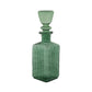 28 oz. Embossed Glass Decanter with Stopper & Grid Pattern, Dark Green