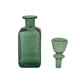 28 oz. Embossed Glass Decanter with Stopper & Grid Pattern, Dark Green
