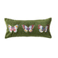 Cotton Velvet Lumbar Pillow with Embroidered Butterflies & Chambray Back