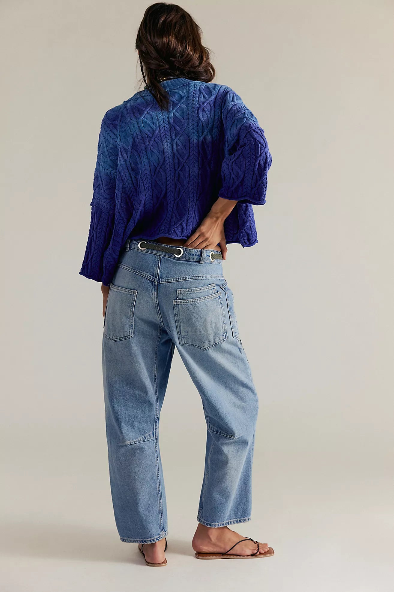 Free People Moxie Low Slung Pull on Barrel Jeans
