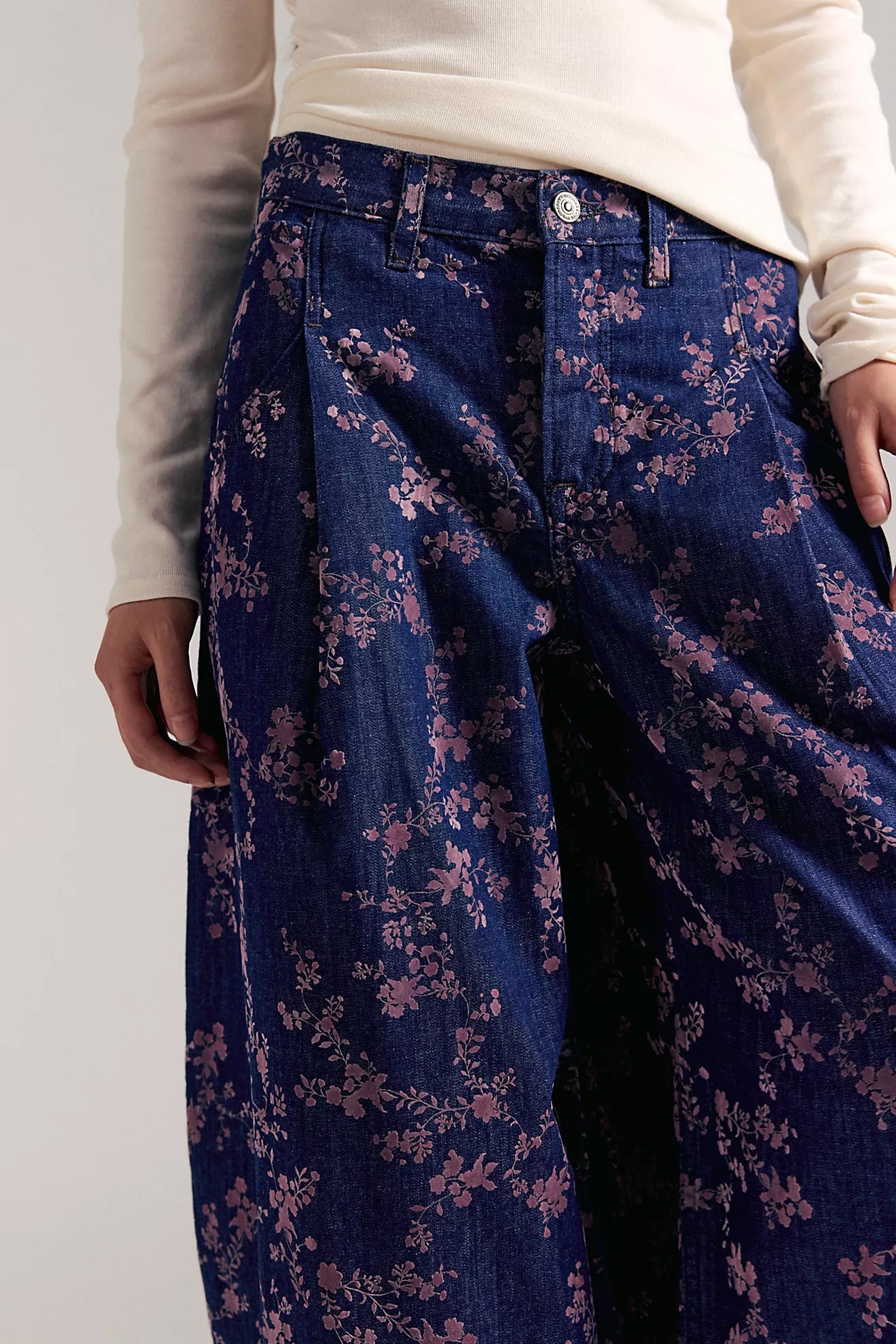 Free People Baggy Trouser Jean Flocked Meadow Floral