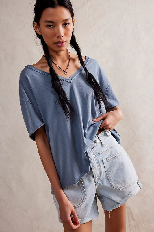 FREE PEOPLE  Blue Mirage Nina Tee