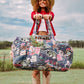 Denim patches duffle bag