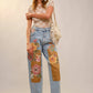 Flower Patch Barrel Leg Jean: LIGHT WASH