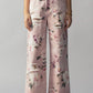 Rose Print High-Rise Denim Pants
