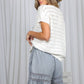 Ladder Trim Ruffle Chambray Denim Shorts Washed Denim