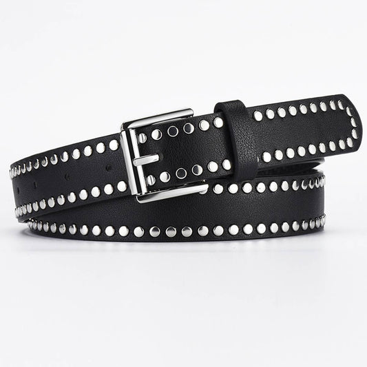 METALLIC BUCKLE  BELT: BLACK