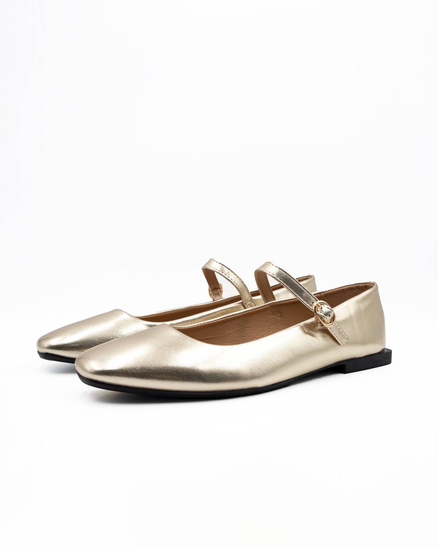 Mary Janes ballet flats: Gold