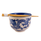 Blue Dragon Hand-Painted Bowl with Chopsticks (18 oz)