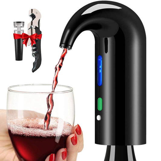Electric Wine Aerator Dispenser - Portable Wine Accessory: Black
