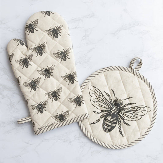 Oven Mitt And Pot Holder - Bee