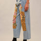 Flower Patch Barrel Leg Jean: LIGHT WASH