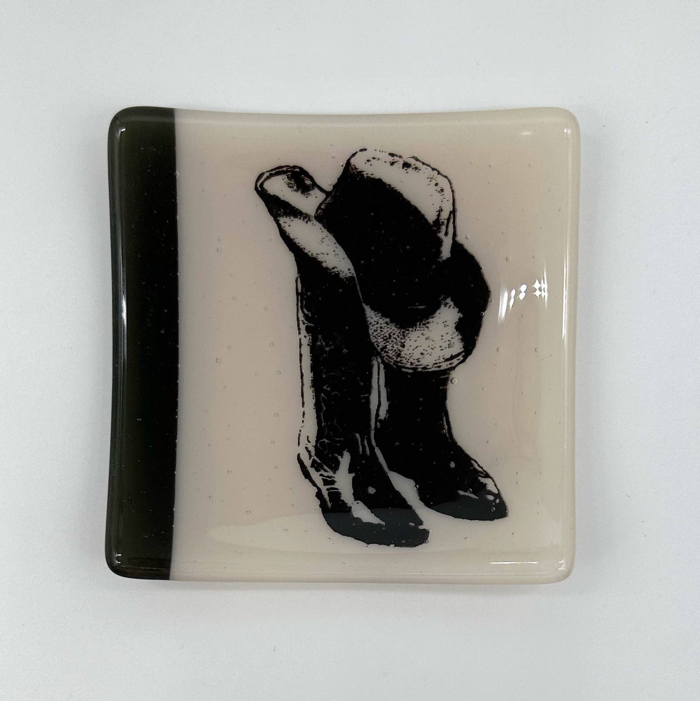 Cowboy Hat & Boots Fused Glass Catch-all Dish