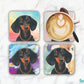 Dachshund Short Hair Black Set of 4 Coasters