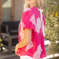 Floral Embroidered Bubble Sleeve  Top