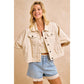 Preorder IVORY OVERSIZED CAPE SLEEVE CROPPED DENIM JACKET: IVORY