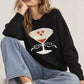 Martini Graphic Knit Sweater in Black