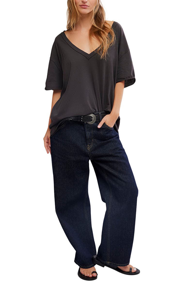 FREE PEOPLE  Black Nina Tee V Neck