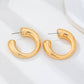 Bold Gold-Tone Chunky Tubular Open Hoop Earrings Gold