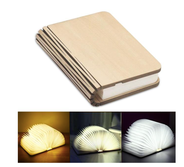 LED Wood Book Light: Walnut/S 10x8x2cm