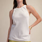 Round-Neck Sleeveless Minimalist Top: Cream