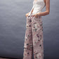 Rose Print High-Rise Denim Pants