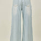 Preorder Floral Lace Side-Panel Wide-Leg Jeans | Denim/White