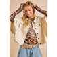 Preorder IVORY OVERSIZED CAPE SLEEVE CROPPED DENIM JACKET: IVORY