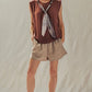 Paisley Scarf Tie Linen Blend Muscle Top
