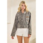 Leopard Denim Jacket with Floral Sequin Back Contrast