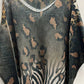 Olive Leopard V-Neck Knit Sweater | One Size | Preorder