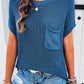 Blue knit round neck top: