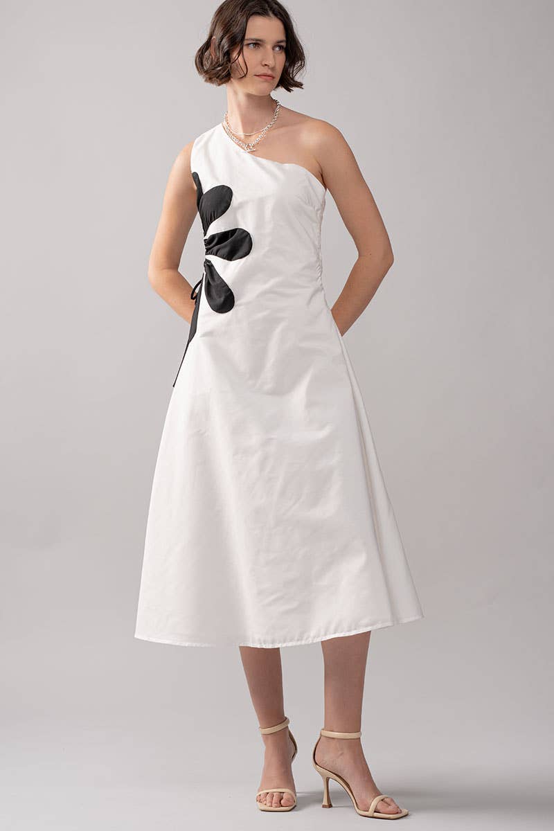 Floral Applique One Shoulder Lace Up