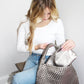 Sydney Woven Shoulder Bag  Platinum