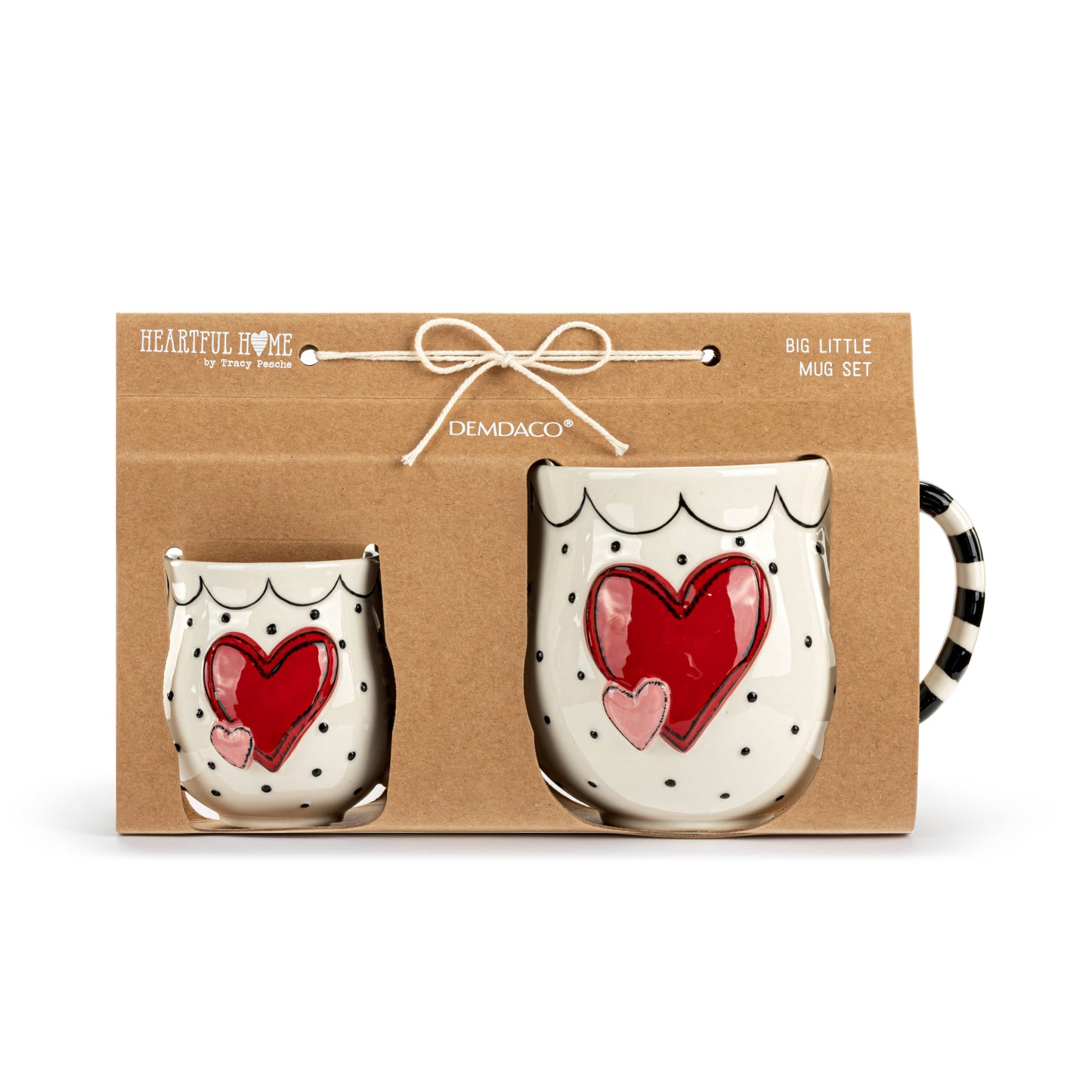 Double Heart Big Little Mug Set