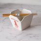 Pagoda Takeout Box Ceramic Serving Bowl with Chopsticks (16 oz)
