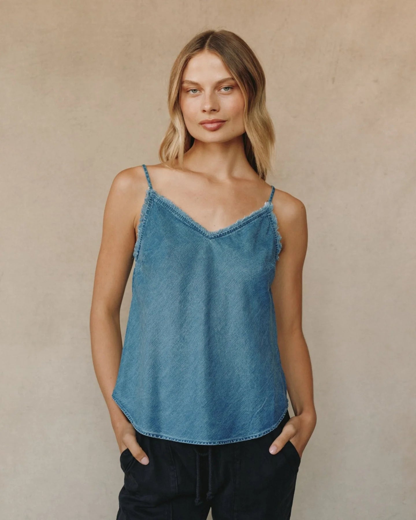 Bella Dahl Frayed Cami Blue