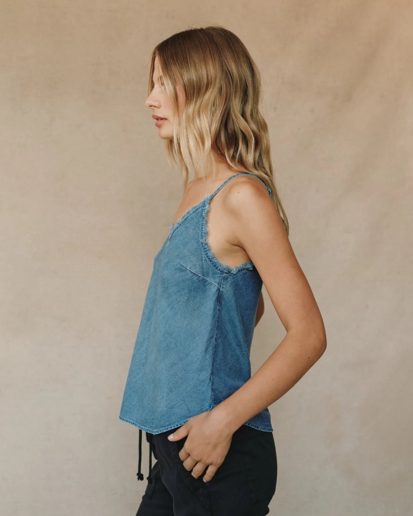 Bella Dahl Frayed Cami Blue