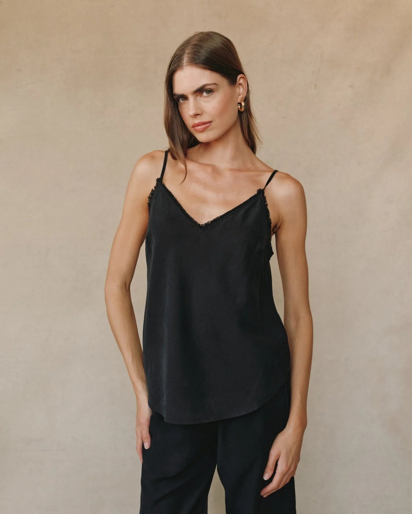 Bella Dahl Frayed Cami Black