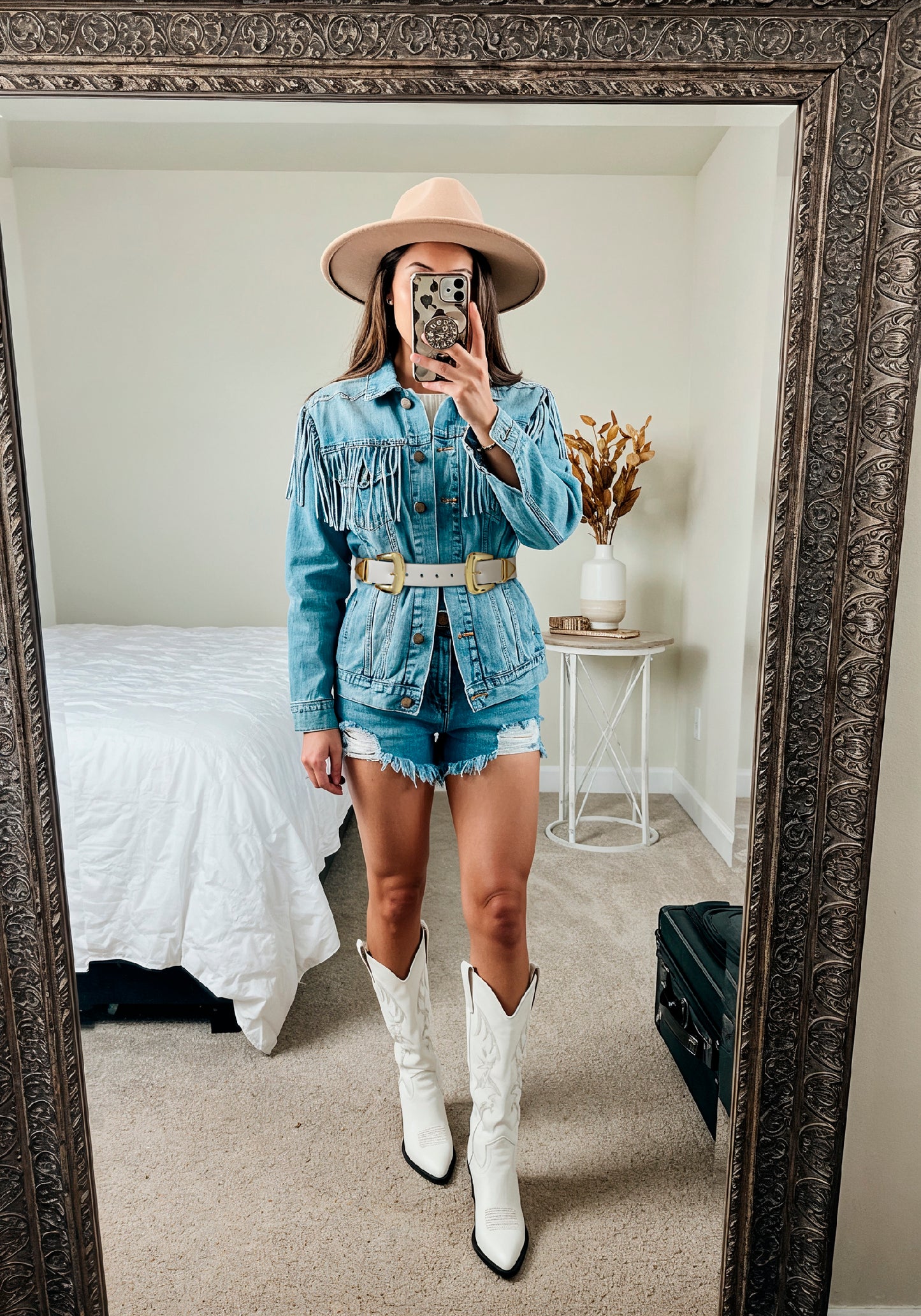 Double  Buckle Cream Belt - Wide