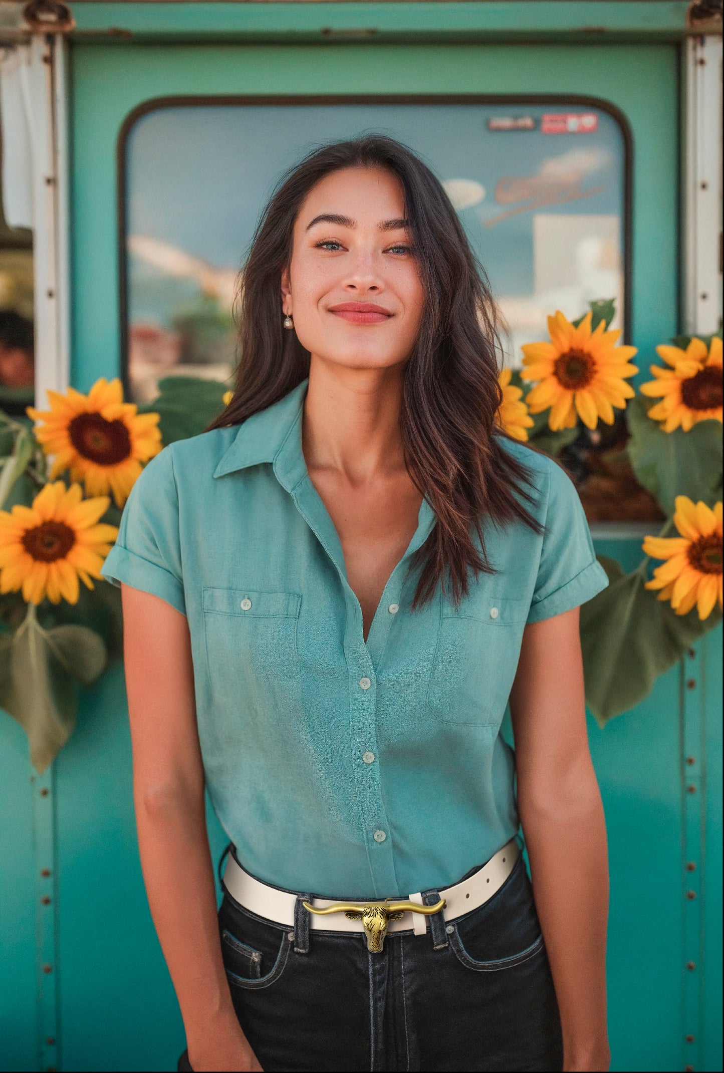 Signature Longhorn Cream belt