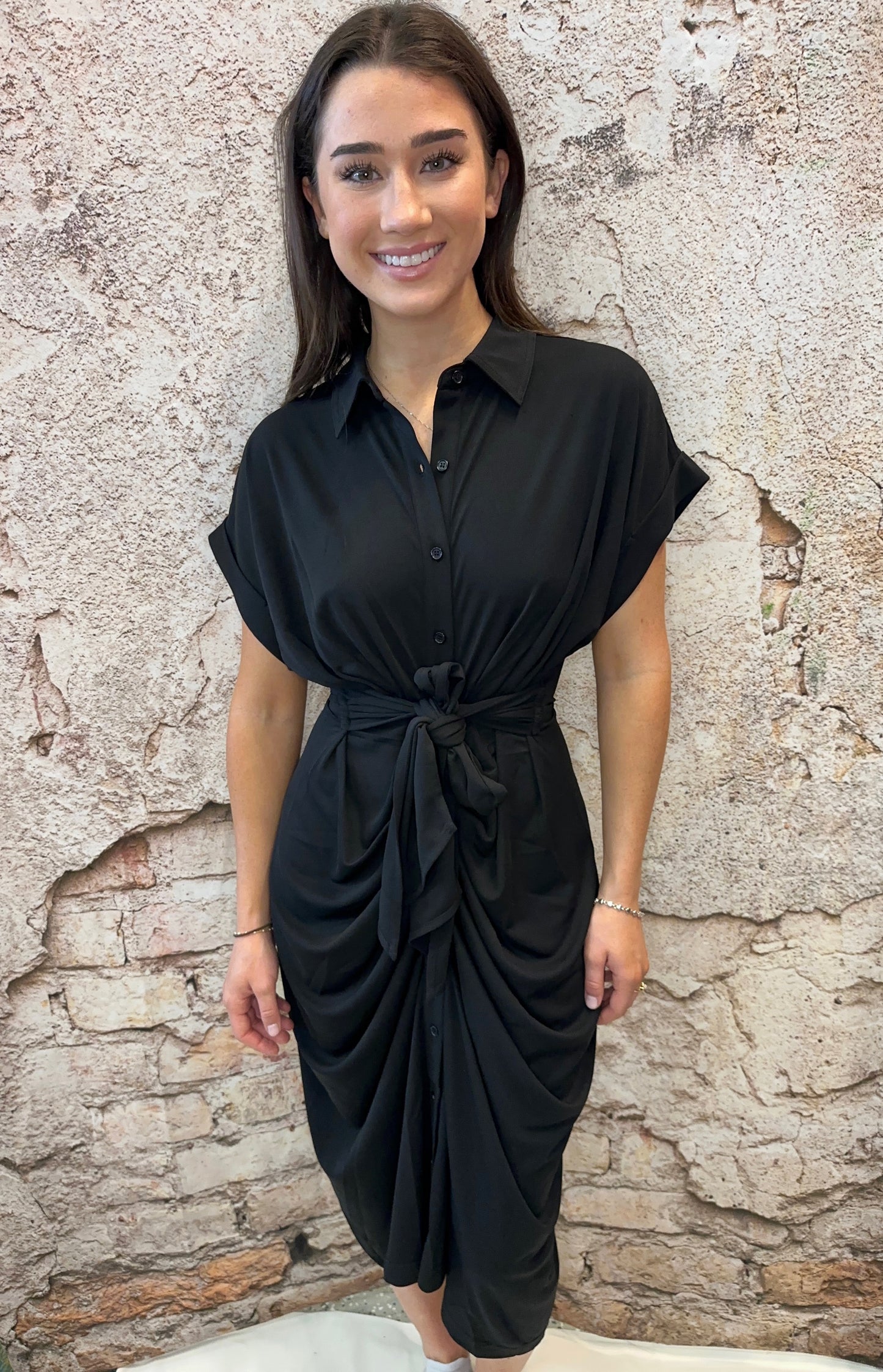 TORI Dress Black  Button Up Collared Midi Dress – Steve Madden