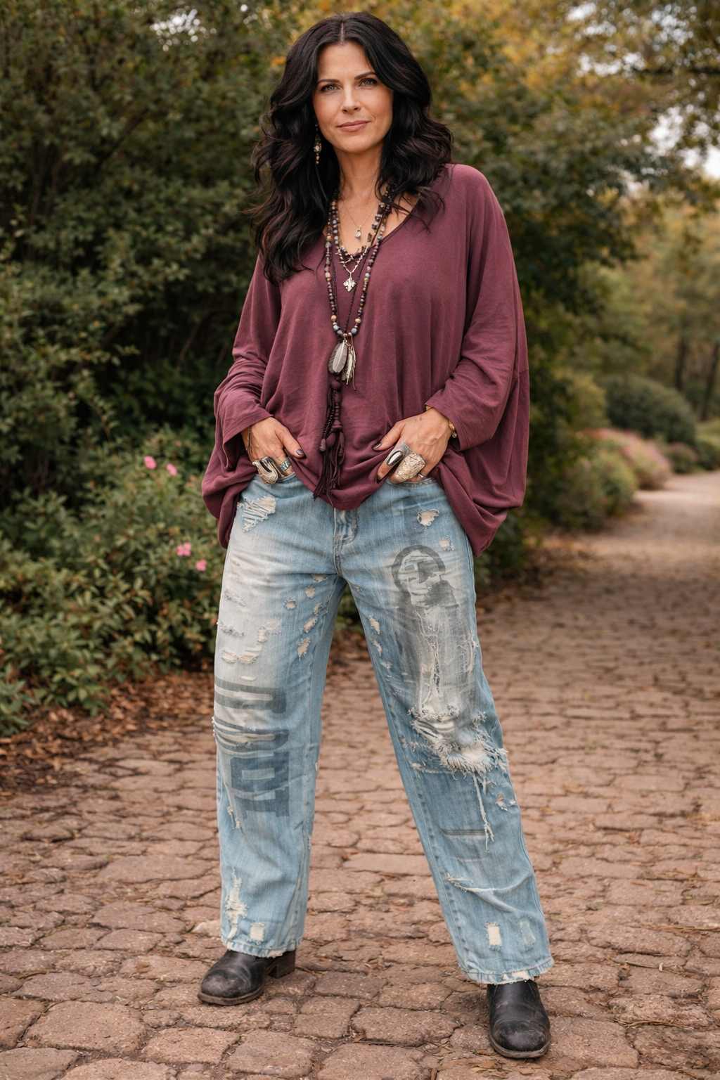 Peace and Love Jeans Native American Chief