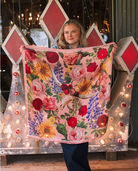 Junk Gypsy Pink Floral Scarf