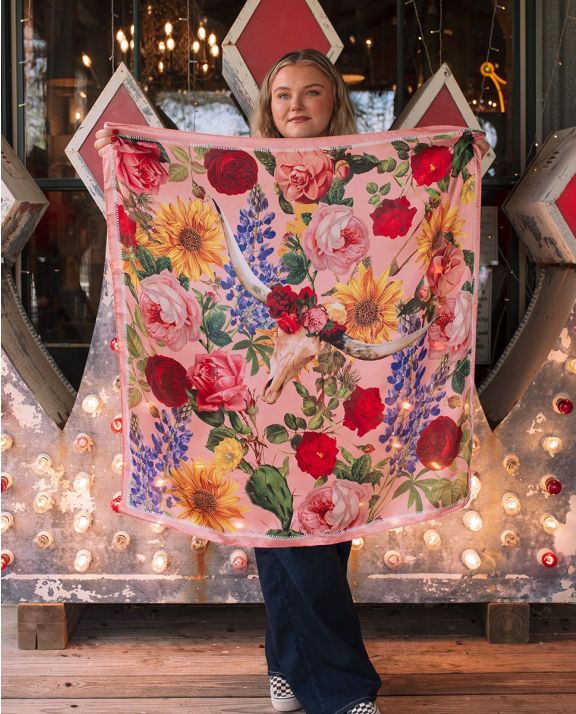 Junk Gypsy Pink Floral Scarf