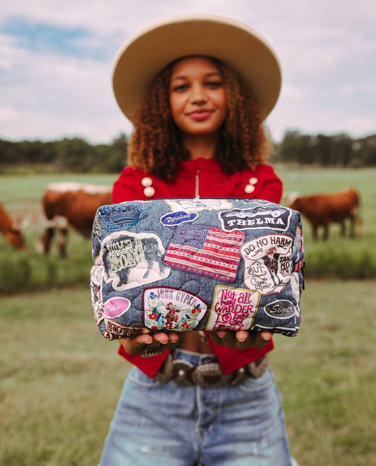 Denim Patches Small Make Up Bag