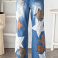 PU LEATHER STAR PATCHED JEANS