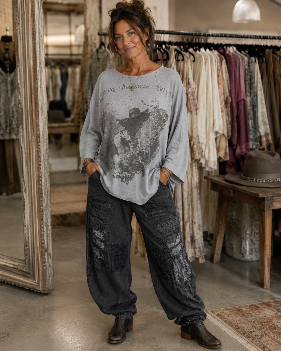 Paper Lace  Lady in the Garden Top Grey