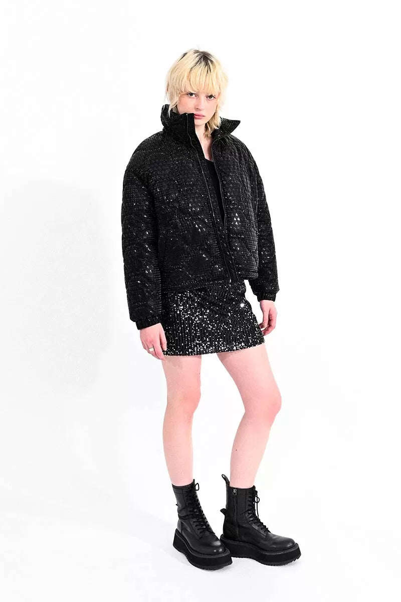 Black Textured Puffer